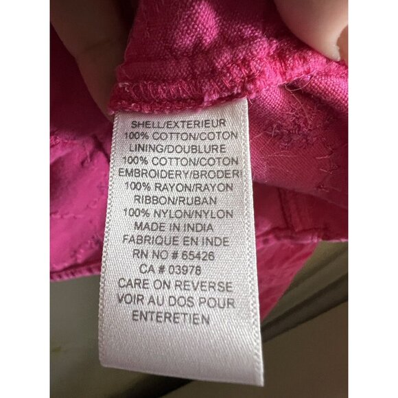 Northern Isles Womens Large Hot Pink Velvet Shacket Button Up Embroidered Cotton - Picture 8 of 8